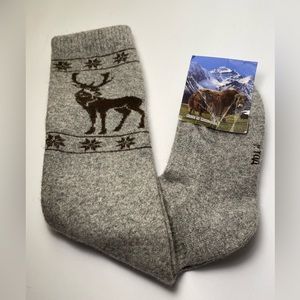 Yak wool blend knee high socks thermal grey M 38-40 Mongolia